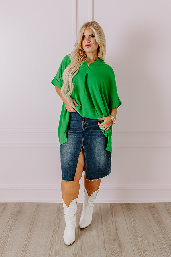 City Escape Shift Top in Kelly Green Curves