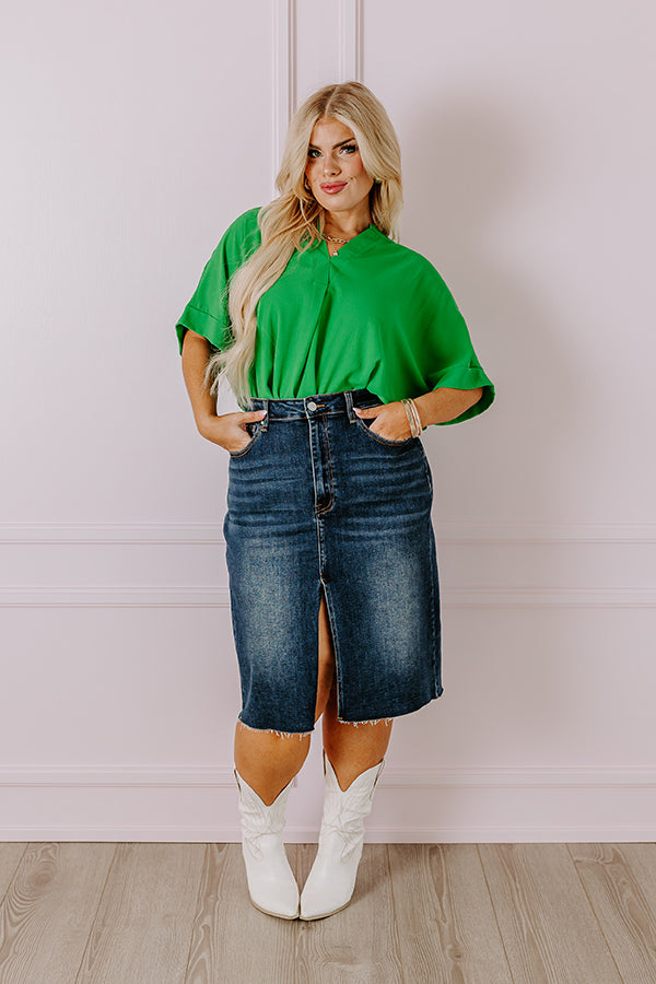 City Escape Shift Top in Kelly Green Curves