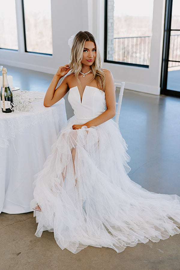 white tulle maxi dress Romance On Repeat Tulle Maxi L / White