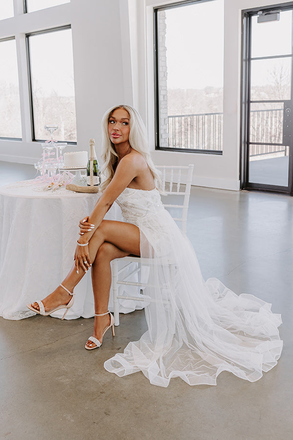 embellished maxi dress for wedding Ivory Coast Bow Shoulder Embellished Maxi Wedding Dress