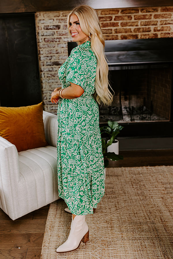 Resort Getaway Floral Midi in Green Curves