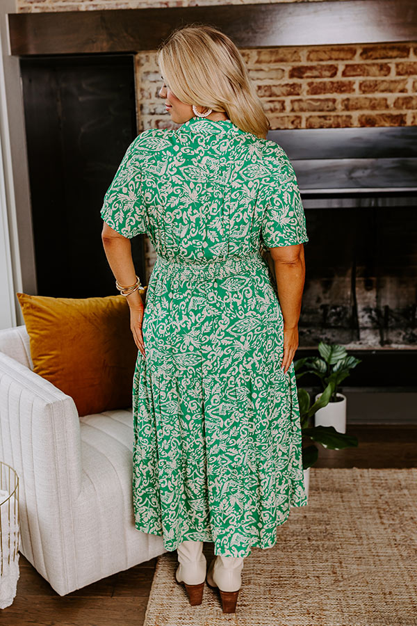 Resort Getaway Floral Midi in Green Curves