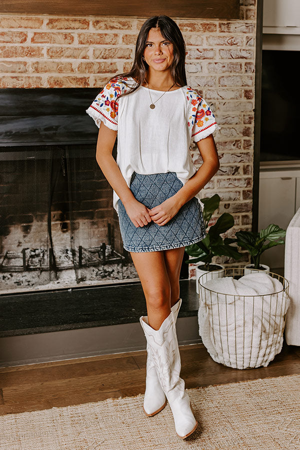 Loving The Sun Embroidered Top In White