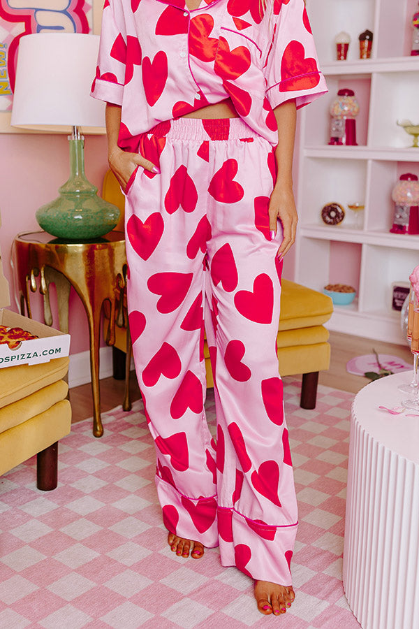 Candy Hearts Satin Pajama Pants