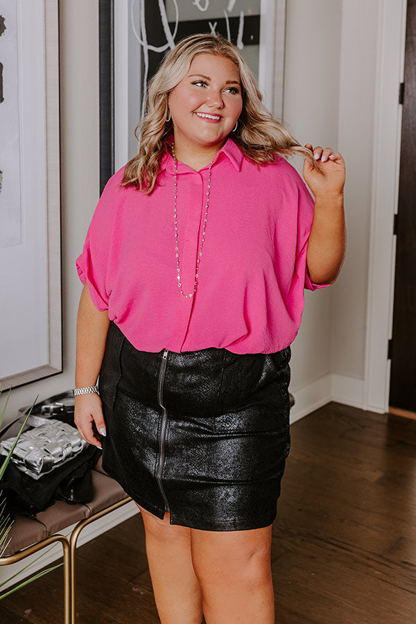 Destined For Decadence Button Up In Hot Pink Curves