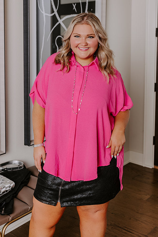 Destined For Decadence Button Up In Hot Pink Curves