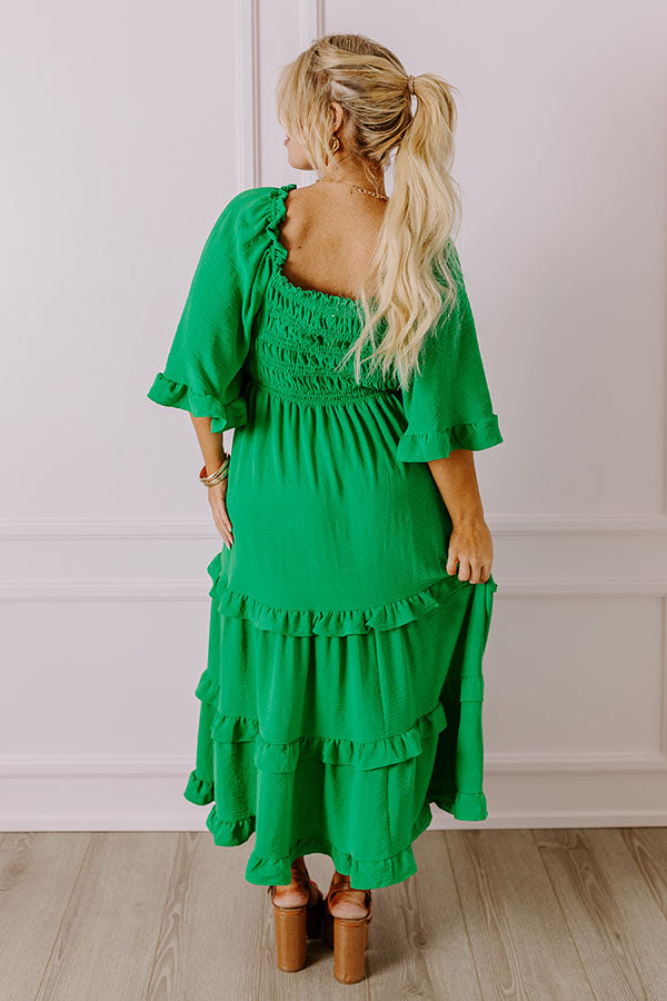 Toes In The Sand Smocked Midi in Green Curves