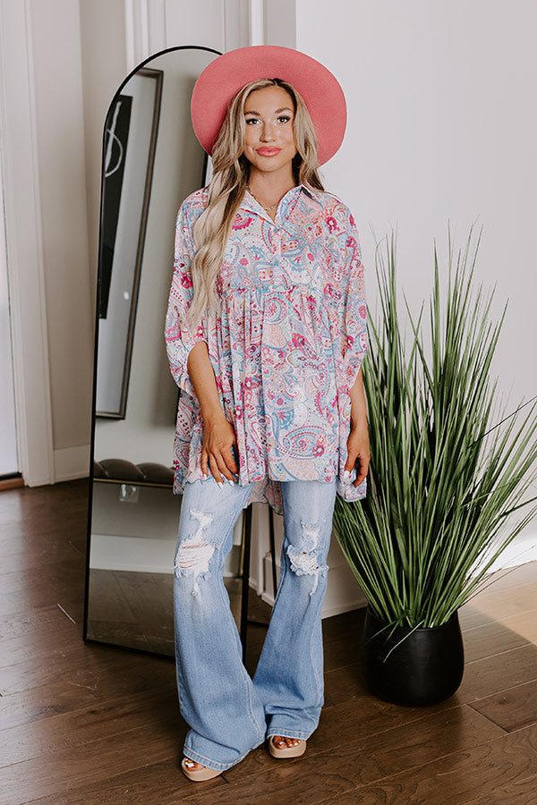 Viva La Travel Paisley Tunic In Pink