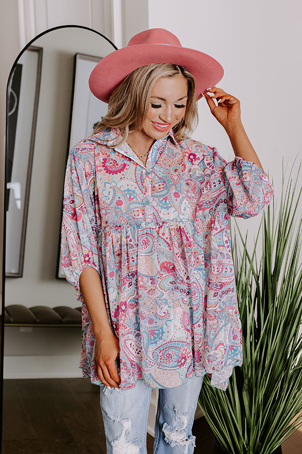 Viva La Travel Paisley Tunic In Pink