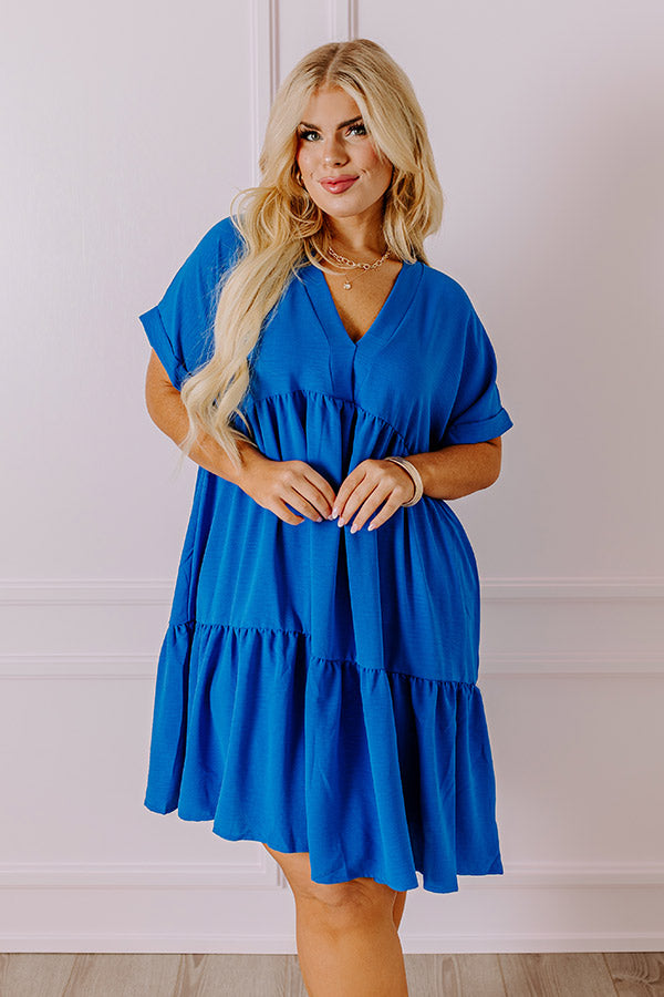 Cool Cruise Shift Dress in Royal Blue Curves