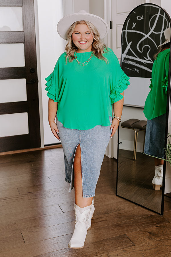 Margarita Date Shift Top in Jade Curves