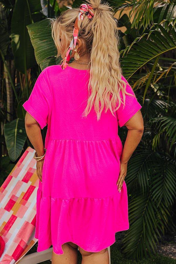 hot pink dress curve ASOS DESIGN Curve bengaline mini dress with slit in hot pink