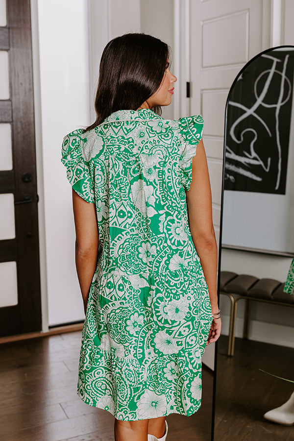 Hello Lovely Floral Dress In Emerald