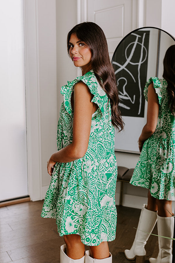 Hello Lovely Floral Dress In Emerald