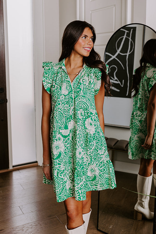 Hello Lovely Floral Dress In Emerald