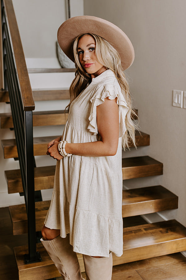 Newsworthy Style Linen-Blend Babydoll Dress In Stone