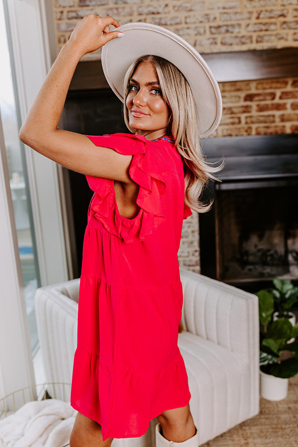 Hidden Bungalow Embroidered Dress In Hot Pink