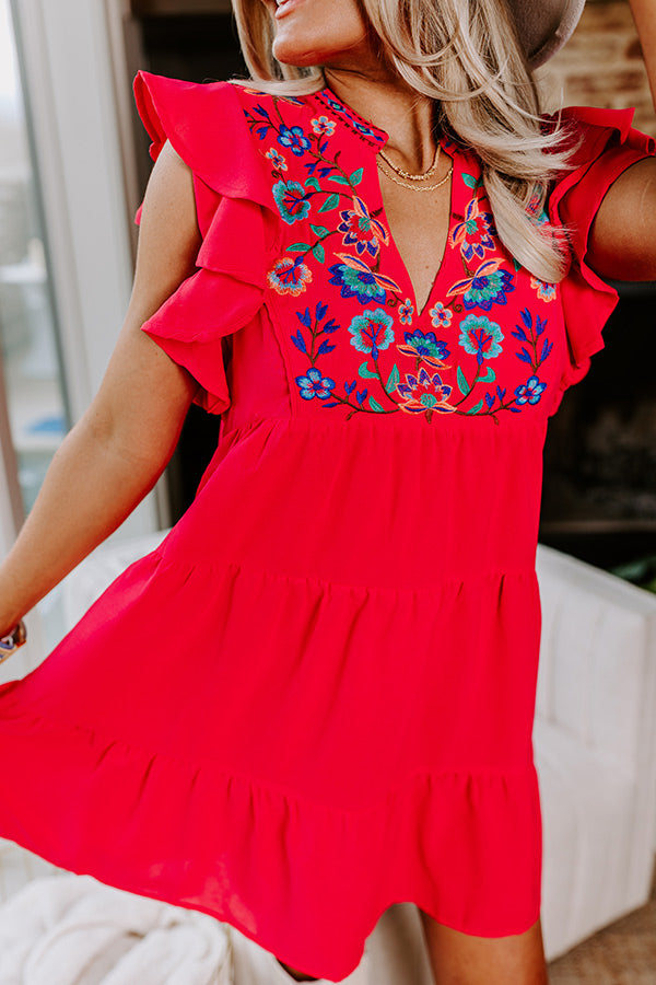 Hidden Bungalow Embroidered Dress In Hot Pink