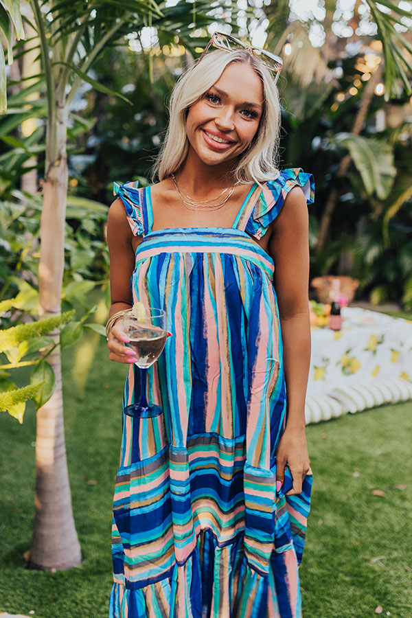 Hit Remix Stripe Midi In Royal Blue • Impressions Online Boutique