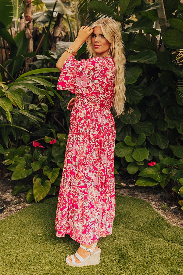 Blossom Breeze Floral Maxi In Hot Pink Curves Blossom Breeze Floral Maxi In Hot Pink Curves