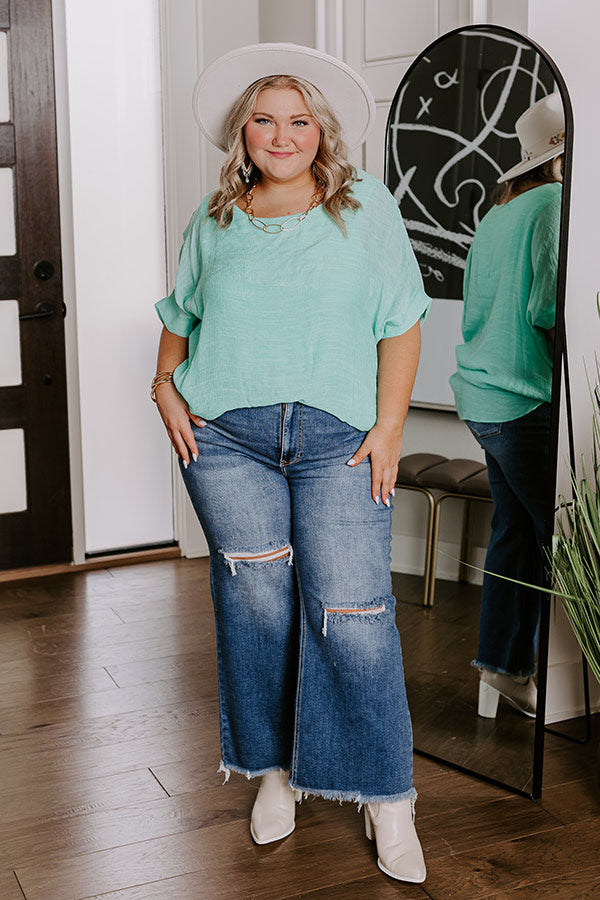 Grateful Life Shift Top In Mint Curves