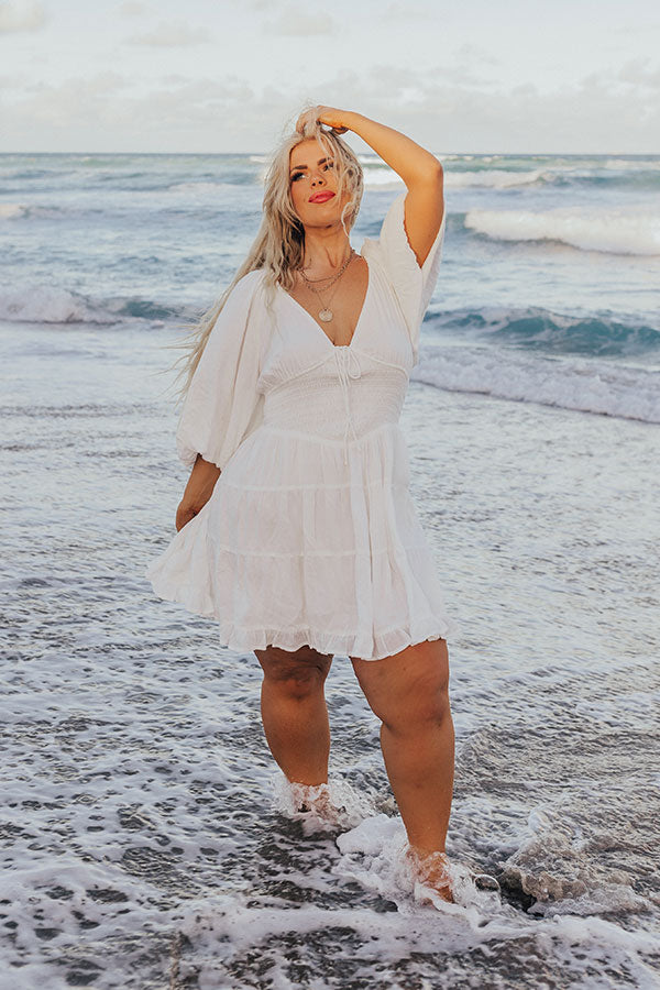 Whispering Muse Smocked Mini Dress In White Curves