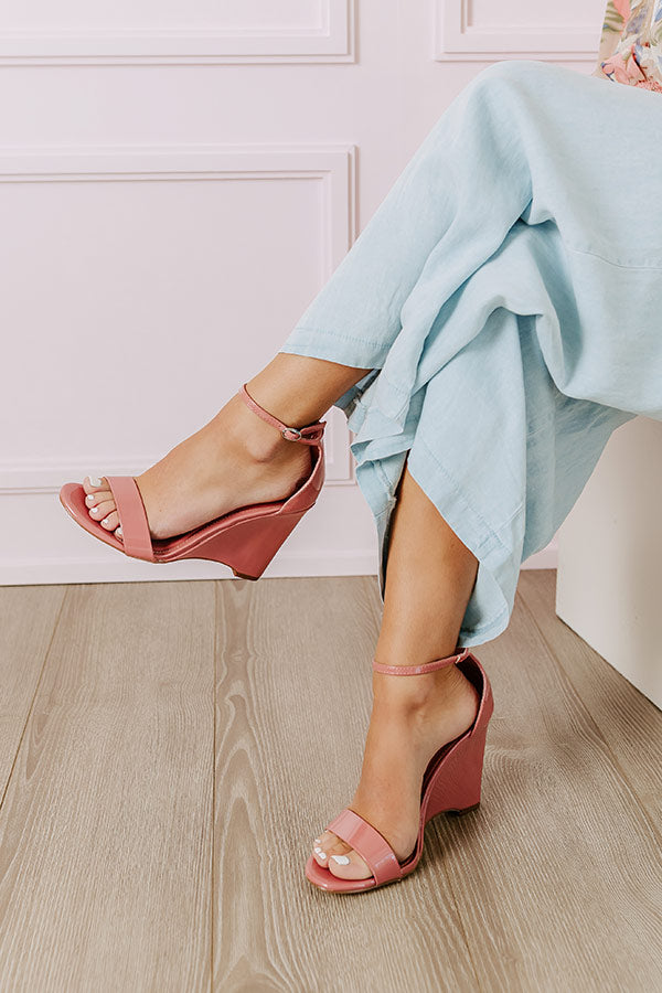 The Penelope Patent Wedge in Dark Blush