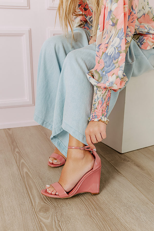 The Penelope Patent Wedge in Dark Blush