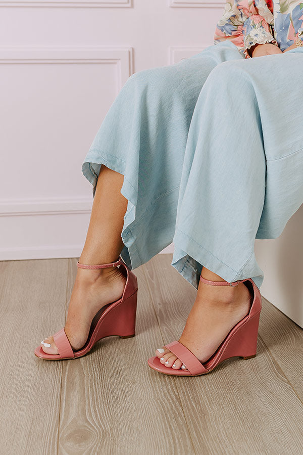 The Penelope Patent Wedge in Dark Blush