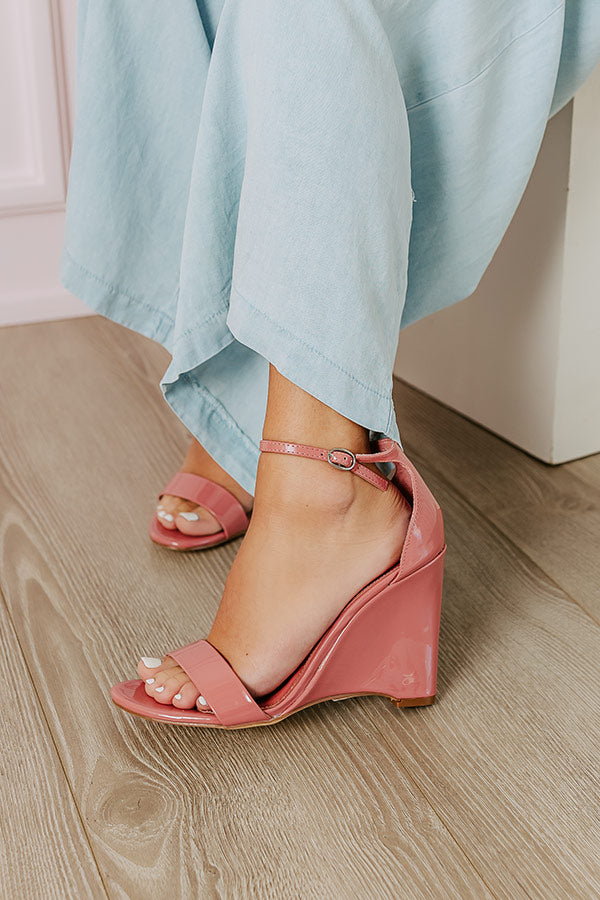 The Penelope Patent Wedge in Dark Blush