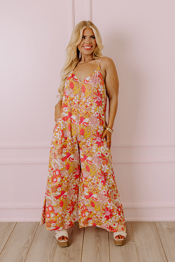 Casually Chic Floral Jumpsuit in Primrose Yellow Curves