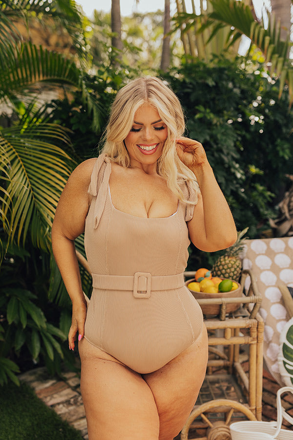 Seaside Chic Ribbed One Piece Swimsuit Curves