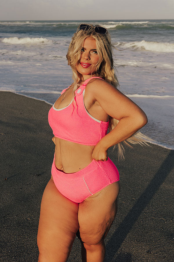 Sandy Sunset High Waist Seersucker Bikini Bottom Curves