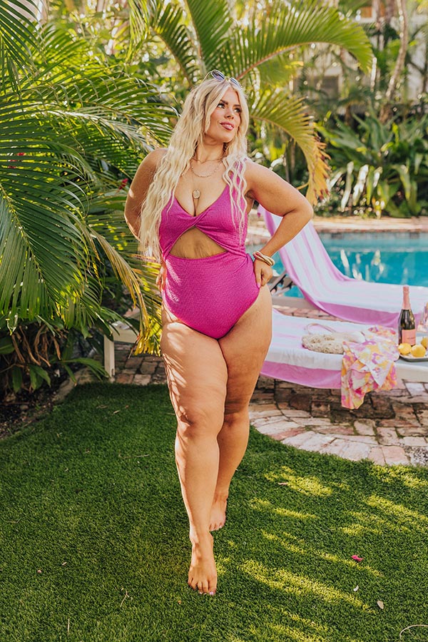 Sunkissed Shores Seersucker One Piece Swimsuit Curves