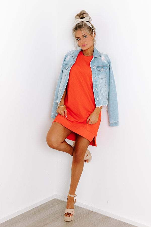 Sangria and Sandals T-Shirt Mini Dress in Tangerine