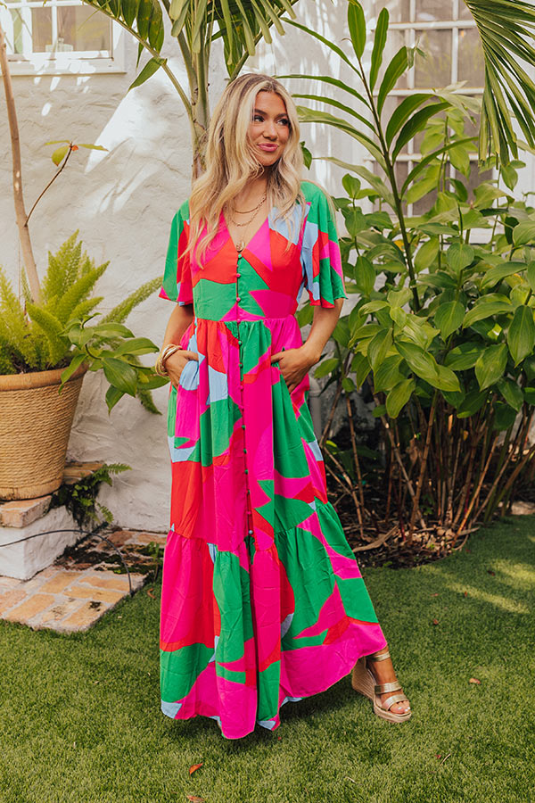 Sailboat Soiree Color Block Maxi in Hot Pink Sailboat Soiree Color Block Maxi in Hot Pink