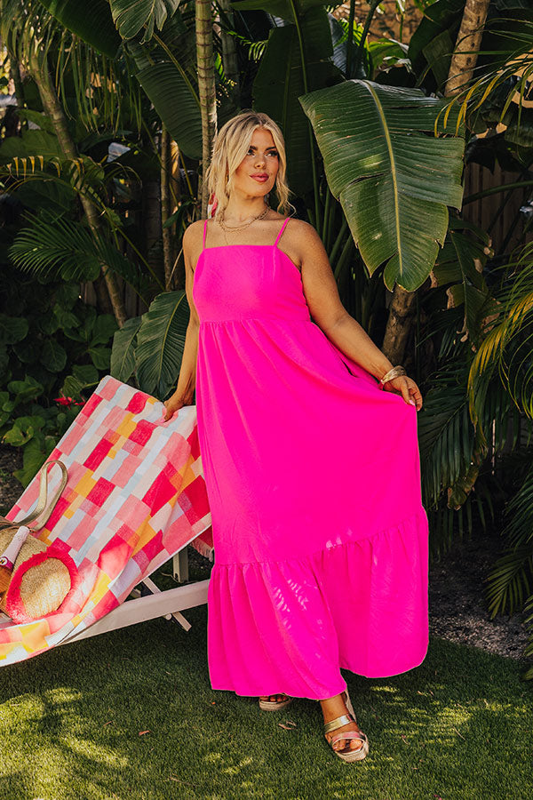 Oh So Chic Maxi Dress in Hot Pink Curves