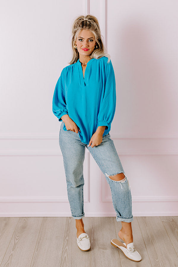 Casual Moment Shift Top in Ocean Blue