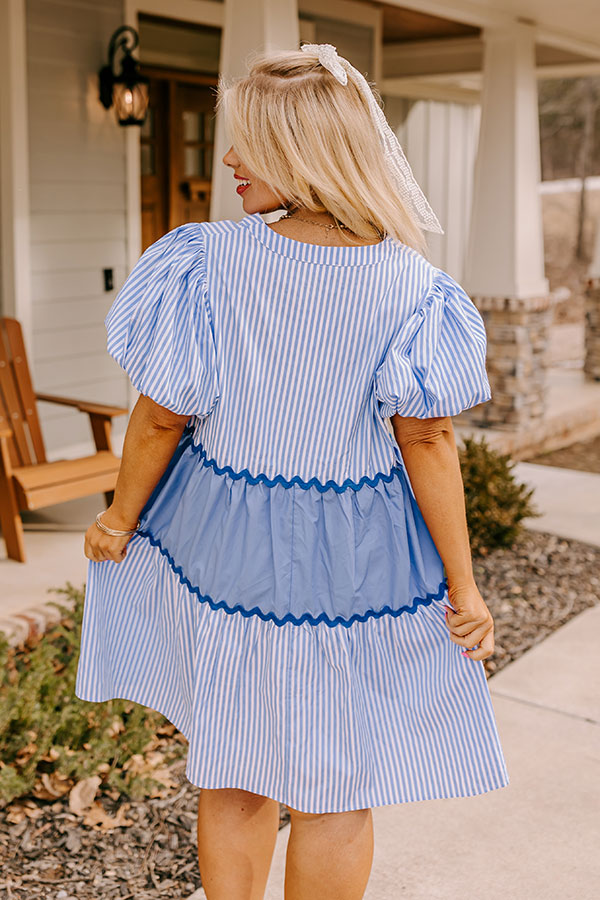 blue nautical dress Nautical-Print Jewel-Neck Shift Dress