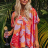 Hibiscus Happiness Satin Shift Top in Coral Image - 1