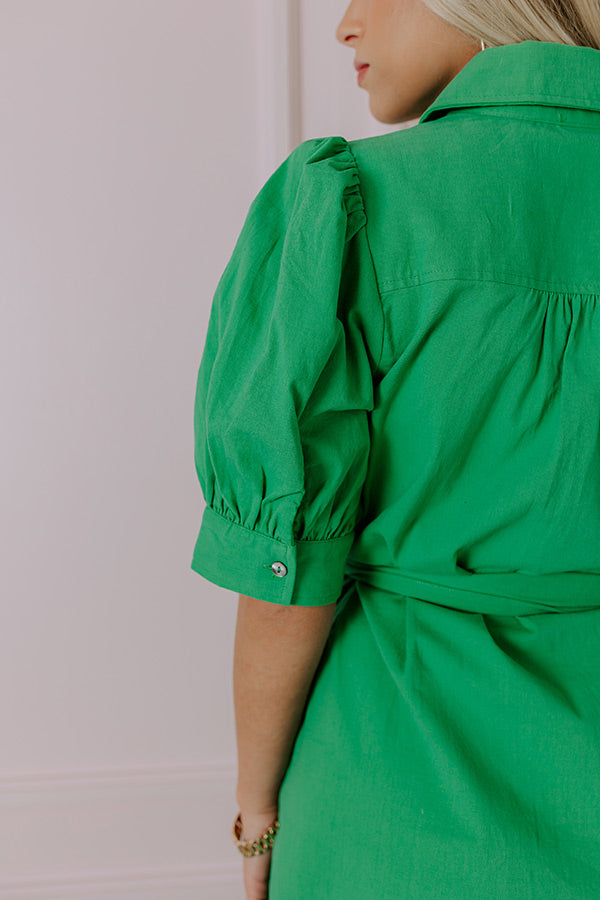 Coastal Views Button Down Mini Dress in Kelly Green Coastal Views Button Down Mini Dress in Kelly Green