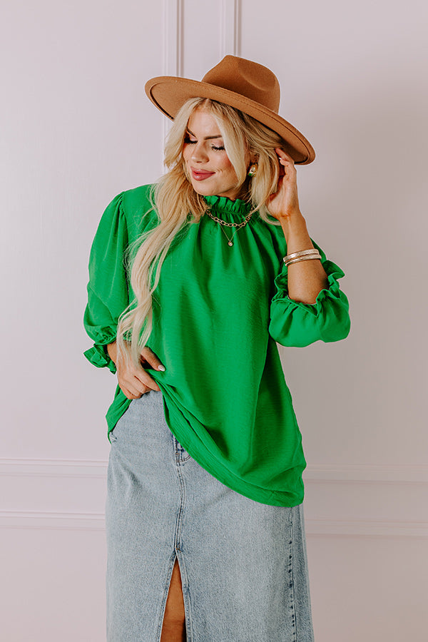 Brunch Date Shift Top In Kelly Green Curves