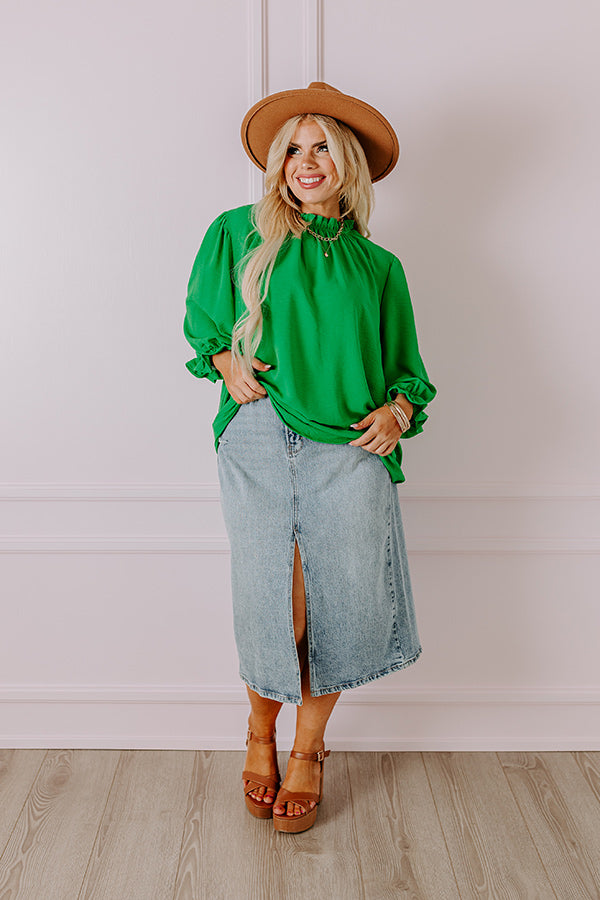 Brunch Date Shift Top In Kelly Green Curves