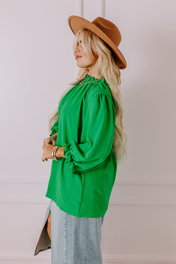 Brunch Date Shift Top In Kelly Green Curves