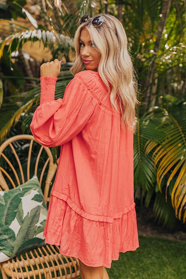 Brunch On The Coast Shift Dress in Coral