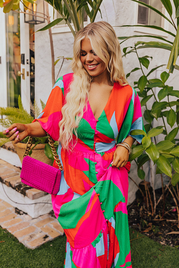 hot pink color block dress Pink/Madarin Color Block Dress