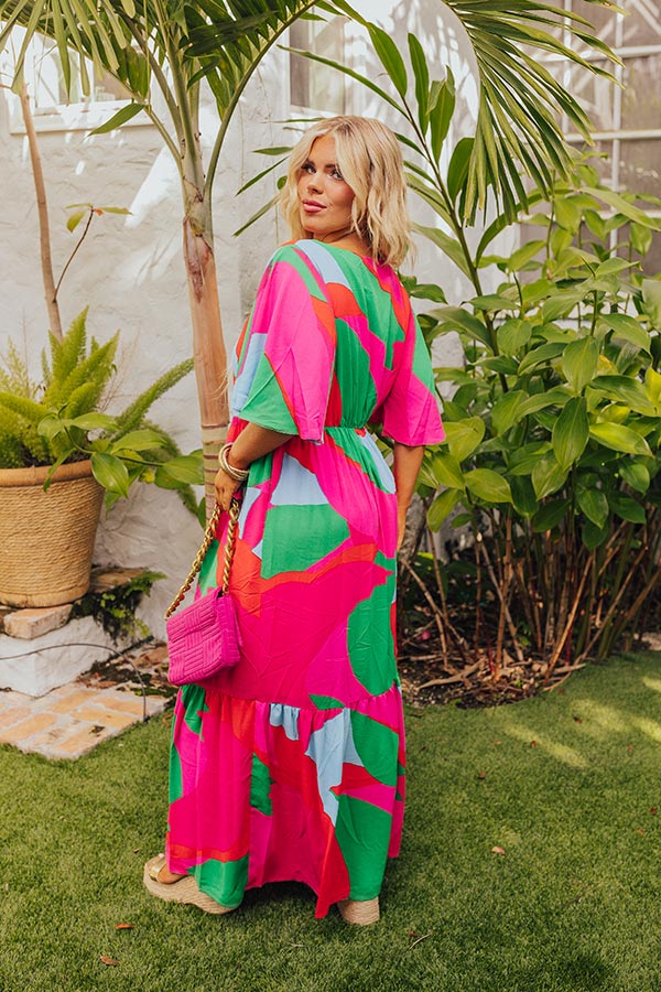 Sailboat Soiree Color Block Maxi in Hot Pink Curves Image - 1