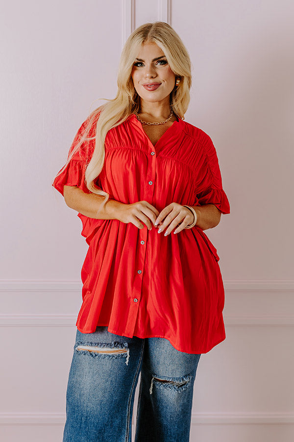 Summer Breeze Shift Top in Red Curves