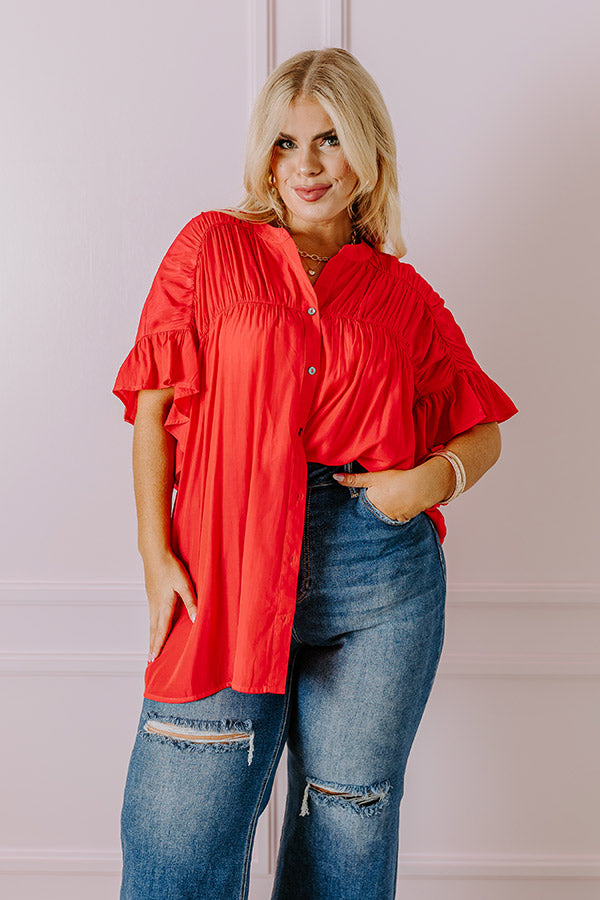 Summer Breeze Shift Top in Red Curves