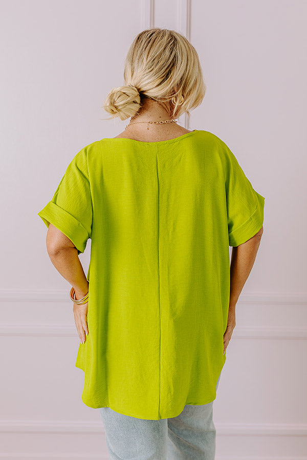 Champagne And Peonies Shift Top In Lime Curves   